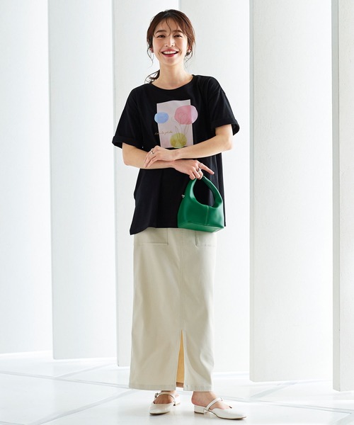 KOBE LETTUCE（コウベレタス）の「フラワープリントTシャツ[C6074]（Tシャツ/カットソー・レディース・オフホワイト/ブラック・FREE）」の10枚目の写真