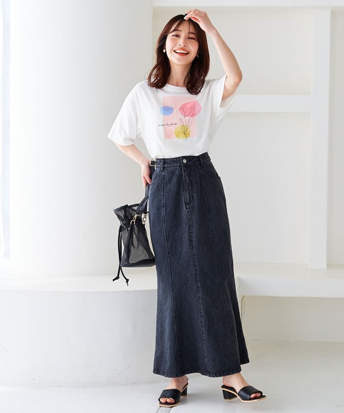 KOBE LETTUCE（コウベレタス）の「フラワープリントTシャツ[C6074]（Tシャツ/カットソー・レディース・オフホワイト/ブラック・FREE）」の8枚目の写真