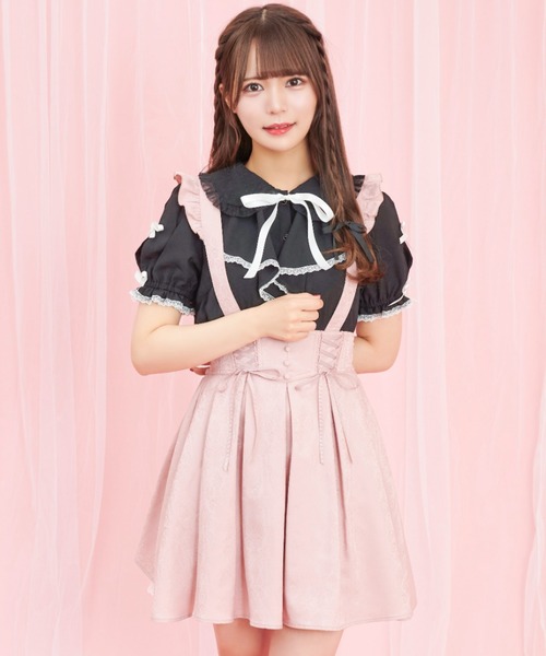 Secret Honey（シークレットハニー）の「ラッフルリボン肩開きブラウス（シャツ/ブラウス・レディース・ピンク/オフホワイト/ブラック・MEDIUM）」の15枚目の写真