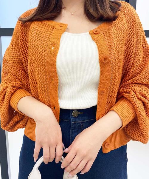 INGNI（イング）の「メッシュカーディガン／A（カーディガン/ボレロ・レディース・アイボリー/オレンジ/グリーン/ブルー/ブラック・M）」の10枚目の写真