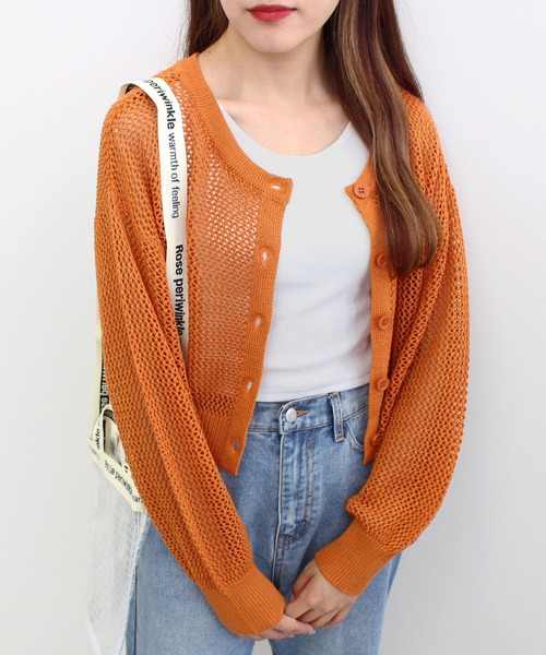 INGNI（イング）の「メッシュカーディガン／A（カーディガン/ボレロ・レディース・アイボリー/オレンジ/グリーン/ブルー/ブラック・M）」の5枚目の写真