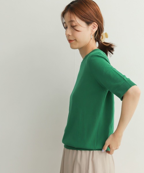 URBAN RESEARCH DOORS（アーバンリサーチドアーズ）の「ハイツイストコットンハーフスリーブニット（ニット/セーター・レディース・ブラック/ブルー/グリーン/ベージュ系その他・MEDIUM）」の13枚目の写真