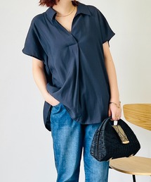 un dix cors | 抜け感のあるとろみシルエット　スキッパー半袖ブラウス(シャツ/ブラウス)