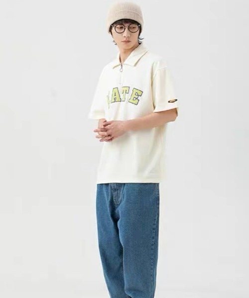 ARULE(アルール)の「『ARULE/アルール』アーチロゴハーフジップポロシャツ 【CN】(ポロシャツ・メンズ・ネイビー/アイボリー/ライトイエロー・XL)」の5枚目の写真