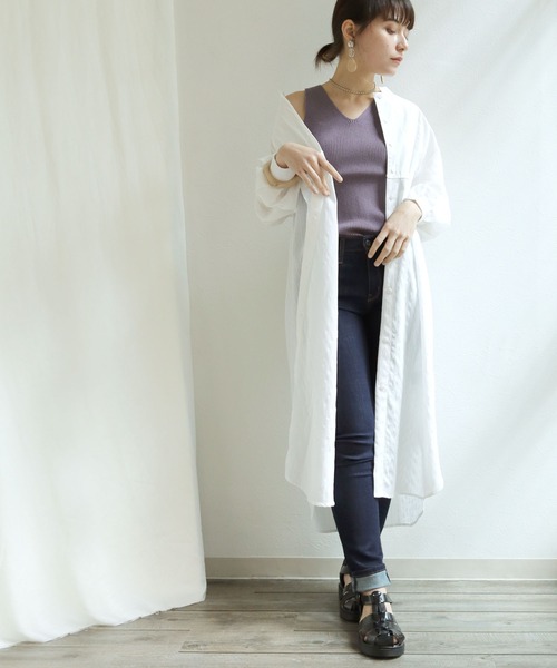 HER CLOSET（ハークローゼット）の「【shemoshelly】WEB限定 サマーリブニットタンクトップ（タンクトップ・レディース・ホワイト/ブラック/ベージュ/カーキ/パープル・M）」の12枚目の写真