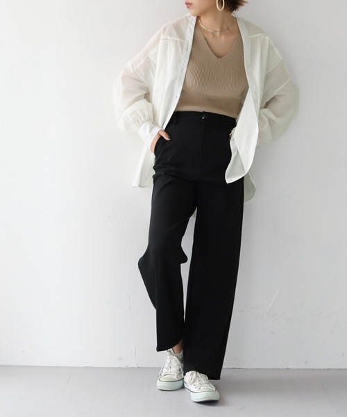 HER CLOSET（ハークローゼット）の「【shemoshelly】WEB限定 サマーリブニットタンクトップ（タンクトップ・レディース・ホワイト/ブラック/ベージュ/カーキ/パープル・M）」の17枚目の写真