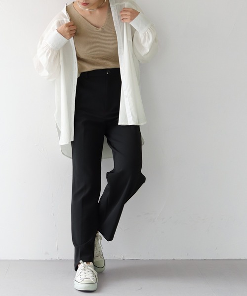 HER CLOSET（ハークローゼット）の「【shemoshelly】WEB限定 サマーリブニットタンクトップ（タンクトップ・レディース・ホワイト/ブラック/ベージュ/カーキ/パープル・M）」の7枚目の写真