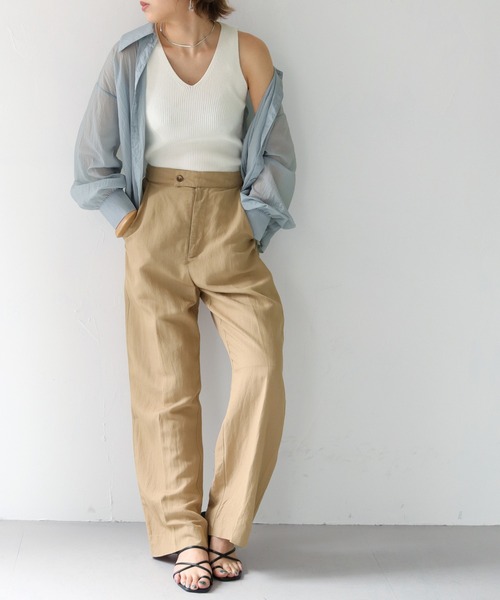 HER CLOSET（ハークローゼット）の「【shemoshelly】WEB限定 サマーリブニットタンクトップ（タンクトップ・レディース・ホワイト/ブラック/ベージュ/カーキ/パープル・M）」の14枚目の写真