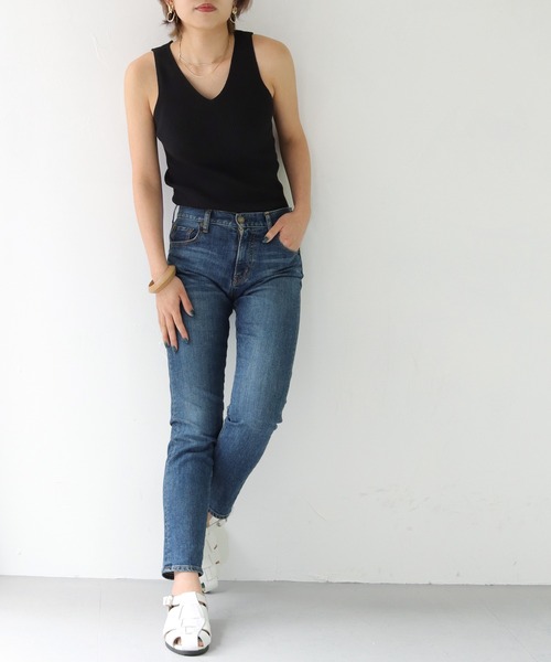 HER CLOSET（ハークローゼット）の「【shemoshelly】WEB限定 サマーリブニットタンクトップ（タンクトップ・レディース・ホワイト/ブラック/ベージュ/カーキ/パープル・M）」の15枚目の写真