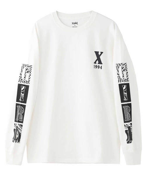 X-girl（エックスガール）の「BLOCK LOGO L/S TEE（Tシャツ/カットソー・レディース・ホワイト/ブラック/ライトパープル・S/M/L/XL）」の16枚目の写真