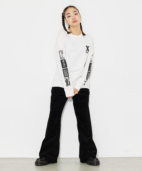 X-girl（エックスガール）の「BLOCK LOGO L/S TEE（Tシャツ/カットソー・レディース・ホワイト/ブラック/ライトパープル・S/M/L/XL）」の20枚目の写真