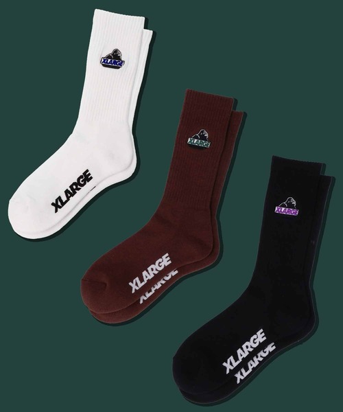 XLARGE（エクストララージ）の「OG EMBROIDERED SOCKS　XLARGE（ソックス/靴下・メンズ・ホワイト/ブラック/ブラウン・ONE SIZE）」の7枚目の写真