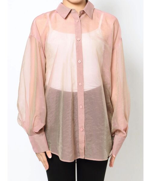 LAGUNAMOON(ラグナムーン)の「バックツイストシアーシャツ(シャツ/ブラウス・レディース・アイボリー/サーモンピンク・FREE)」の3枚目の写真