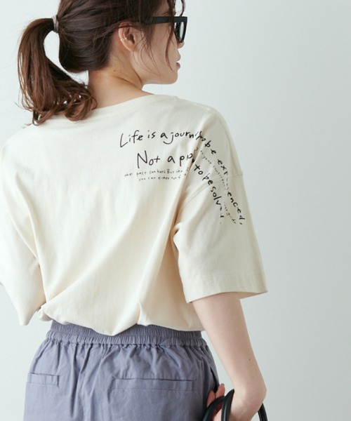 PUAL CE CIN（ピュアルセシン）の「オーガニックコットンプリントチュニック（Tシャツ/カットソー・レディース・グレー/ナチュラル/グリーン・FREE）」の3枚目の写真