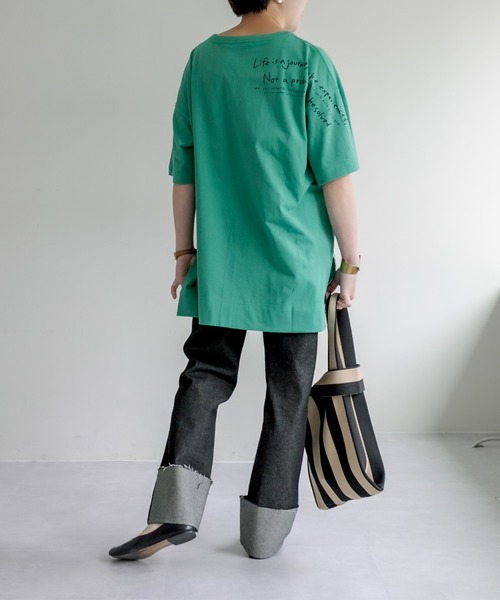 PUAL CE CIN（ピュアルセシン）の「オーガニックコットンプリントチュニック（Tシャツ/カットソー・レディース・グレー/ナチュラル/グリーン・FREE）」の10枚目の写真