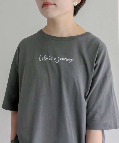 PUAL CE CIN（ピュアルセシン）の「オーガニックコットンプリントチュニック（Tシャツ/カットソー・レディース・グレー/ナチュラル/グリーン・FREE）」の12枚目の写真