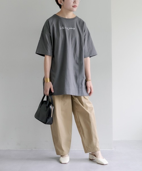 PUAL CE CIN（ピュアルセシン）の「オーガニックコットンプリントチュニック（Tシャツ/カットソー・レディース・グレー/ナチュラル/グリーン・FREE）」の14枚目の写真