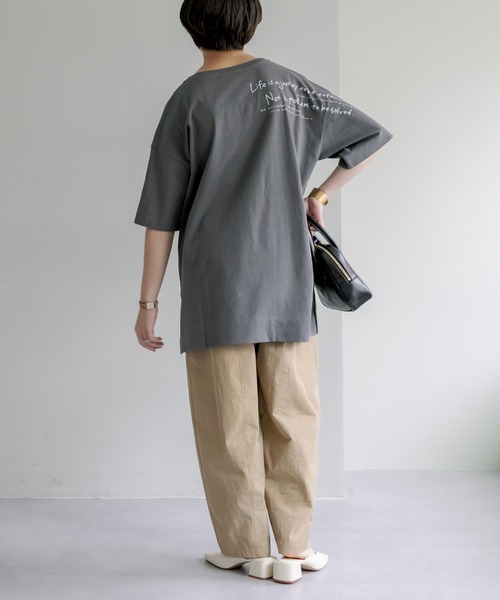 PUAL CE CIN（ピュアルセシン）の「オーガニックコットンプリントチュニック（Tシャツ/カットソー・レディース・グレー/ナチュラル/グリーン・FREE）」の15枚目の写真