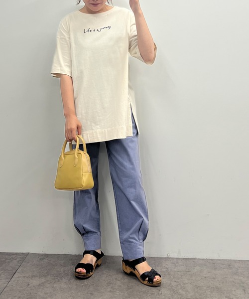 PUAL CE CIN（ピュアルセシン）の「オーガニックコットンプリントチュニック（Tシャツ/カットソー・レディース・グレー/ナチュラル/グリーン・FREE）」の4枚目の写真