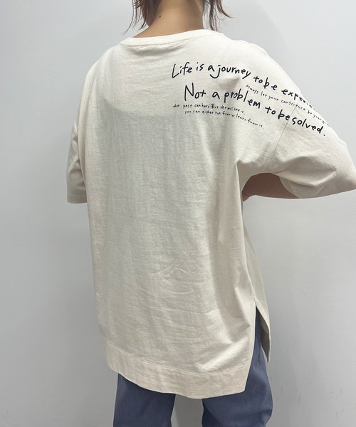 PUAL CE CIN（ピュアルセシン）の「オーガニックコットンプリントチュニック（Tシャツ/カットソー・レディース・グレー/ナチュラル/グリーン・FREE）」の5枚目の写真