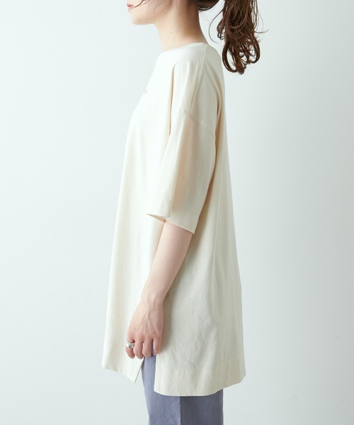 PUAL CE CIN（ピュアルセシン）の「オーガニックコットンプリントチュニック（Tシャツ/カットソー・レディース・グレー/ナチュラル/グリーン・FREE）」の22枚目の写真