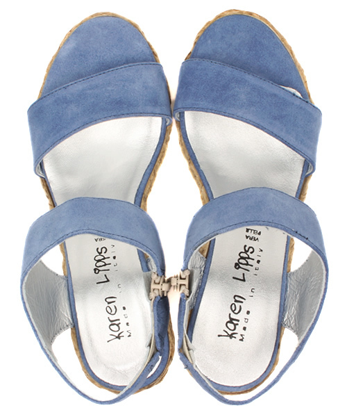 KAREN LIPPS （カレンリップス）の「(KAREN LIPPS) 87001 CINDY CAMOSCIO ANKL STRP WEDGE SANDAL（サンダル・レディース・ブラック/ベージュ/ブルー・35/39/36/37/38）」の4枚目の写真