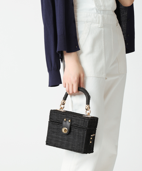 B.C STOCK（ベーセーストック）の「ボックスカゴBAG（かごバッグ・レディース・ブラック/ベージュ・FREE）」の4枚目の写真