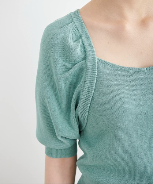 FREE'S MART（フリーズマート）の「バックディティールパフスリーブ総針ニット（ニット/セーター・レディース・ブラック/ホワイト/ブルー・FREE）」の5枚目の写真