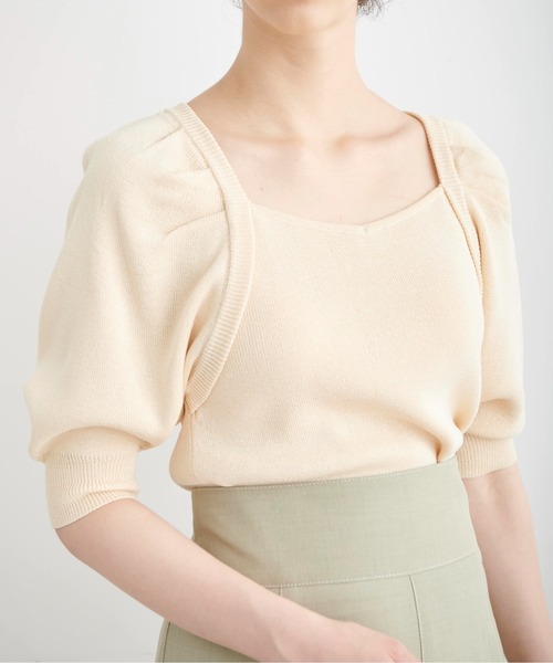 FREE'S MART（フリーズマート）の「バックディティールパフスリーブ総針ニット（ニット/セーター・レディース・ブラック/ホワイト/ブルー・FREE）」の6枚目の写真