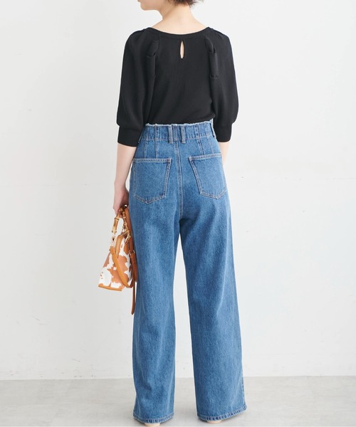 FREE'S MART（フリーズマート）の「バックディティールパフスリーブ総針ニット（ニット/セーター・レディース・ブラック/ホワイト/ブルー・FREE）」の18枚目の写真