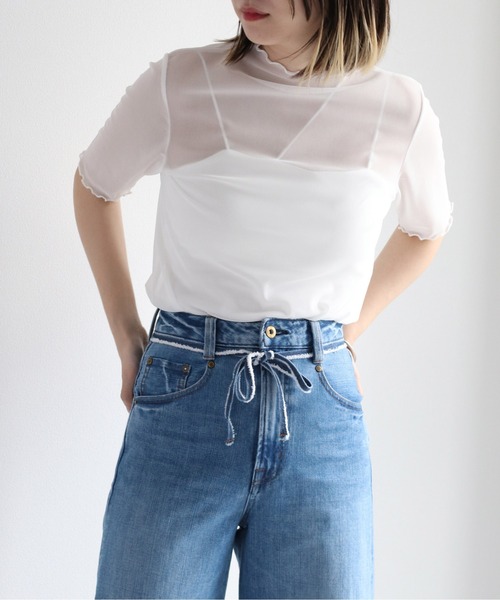 cepo(セポ)の「ボトルネック シアーインナートップス(Tシャツ/カットソー・レディース・オフホワイト/グリーン/チャコール・M)」の4枚目の写真