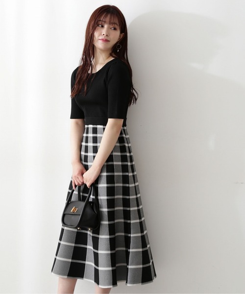 PROPORTION BODY DRESSING（プロポーションボディドレッシング）の「ポリエステルチェックニットワンピース / 1212240707（ワンピース・レディース・ブラック/ブラウン・SMALL/MEDIUM）」の6枚目の写真