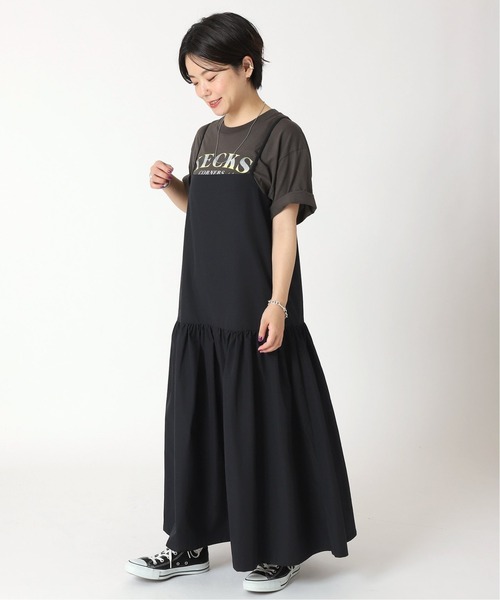 B.C STOCK（ベーセーストック）の「ギャザー切替えキャミワンピース（ワンピース・レディース・ブラック/ブルー/ベージュ系その他・FREE）」の4枚目の写真