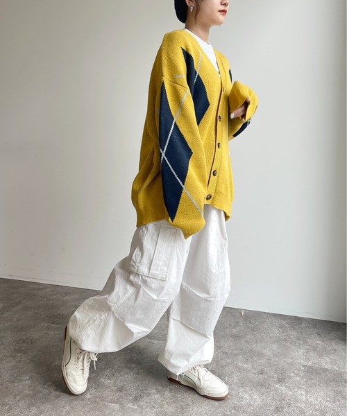 CPCM（シーピーシーエム）の「アーガイル強撚カーディガン（カーディガン/ボレロ・メンズ・グレー/グリーン/マスタード・MEDIUM/LARGE）」の19枚目の写真