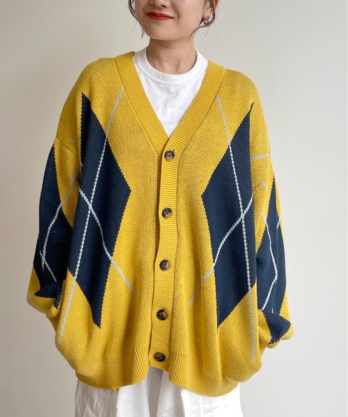 CPCM（シーピーシーエム）の「アーガイル強撚カーディガン（カーディガン/ボレロ・メンズ・グレー/グリーン/マスタード・MEDIUM/LARGE）」の21枚目の写真