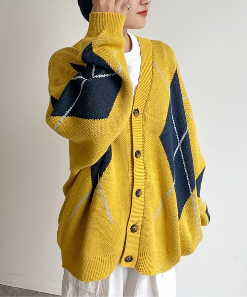 CPCM（シーピーシーエム）の「アーガイル強撚カーディガン（カーディガン/ボレロ・メンズ・グレー/グリーン/マスタード・MEDIUM/LARGE）」の16枚目の写真