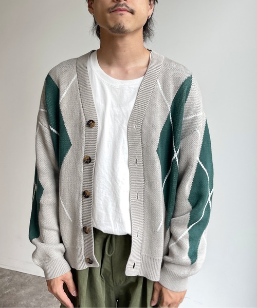 CPCM（シーピーシーエム）の「アーガイル強撚カーディガン（カーディガン/ボレロ・メンズ・グレー/グリーン/マスタード・MEDIUM/LARGE）」の22枚目の写真