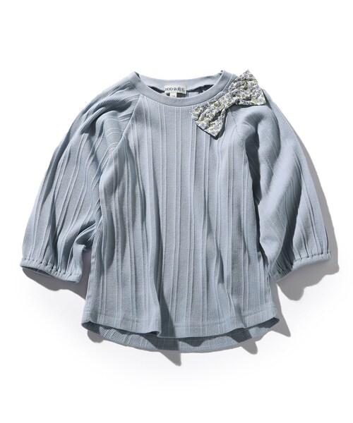 SHOO・LA・RUE(シューラルー)の「◆【100-140cm】ランダムテレコドルマン7分袖トップス(Tシャツ/カットソー・キッズ・ピンク系/アイボリー/サックスブルー/ライトパープル・11/12/10/14/13)」の1枚目の写真