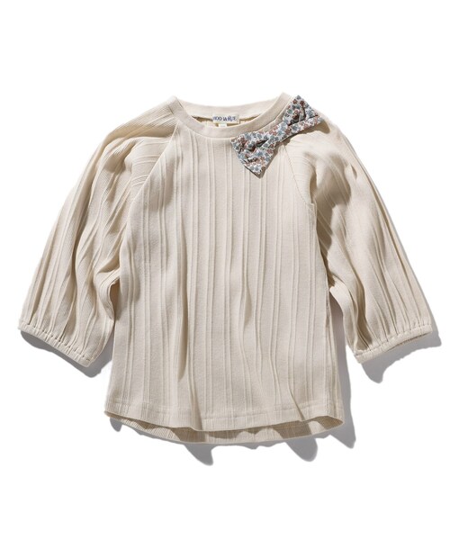 SHOO・LA・RUE(シューラルー)の「◆【100-140cm】ランダムテレコドルマン7分袖トップス(Tシャツ/カットソー・キッズ・ピンク系/アイボリー/サックスブルー/ライトパープル・11/12/10/14/13)」の2枚目の写真