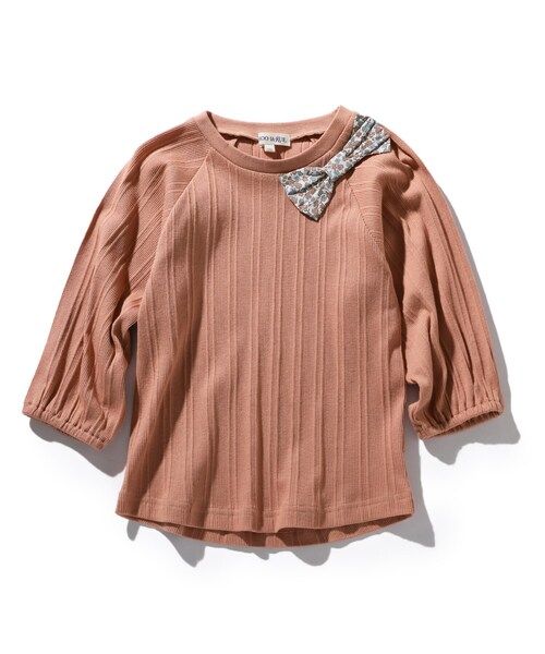 SHOO・LA・RUE(シューラルー)の「◆【100-140cm】ランダムテレコドルマン7分袖トップス(Tシャツ/カットソー・キッズ・ピンク系/アイボリー/サックスブルー/ライトパープル・11/12/10/14/13)」の5枚目の写真