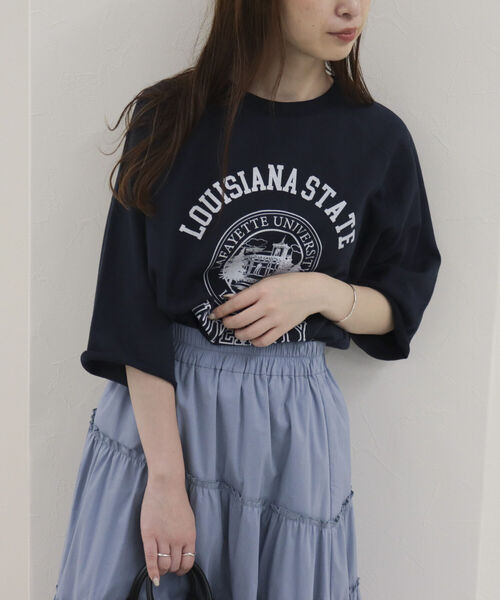 fredy repit（フレディレピ）の「6分袖裏毛プリントスウェット（スウェット・レディース・ライトグレー/ネイビー/グレー・38）」の22枚目の写真