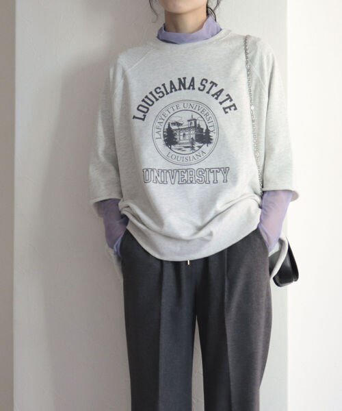 fredy repit（フレディレピ）の「6分袖裏毛プリントスウェット（スウェット・レディース・ライトグレー/ネイビー/グレー・38）」の4枚目の写真