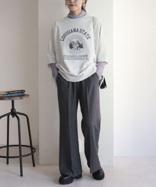 fredy repit（フレディレピ）の「6分袖裏毛プリントスウェット（スウェット・レディース・ライトグレー/ネイビー/グレー・38）」の5枚目の写真