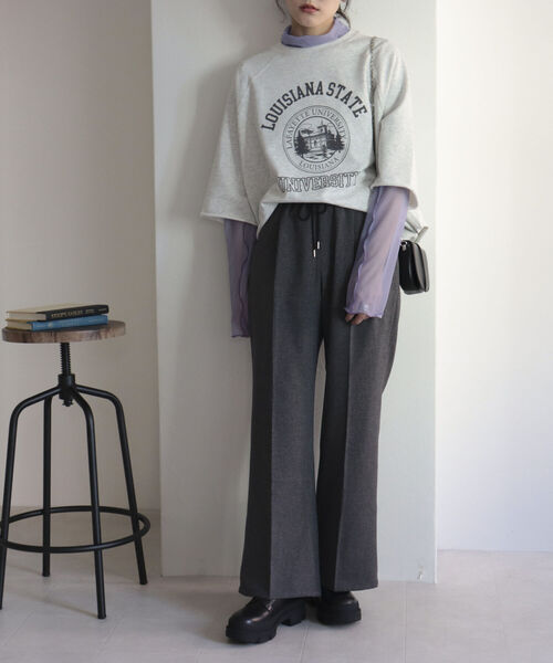 fredy repit（フレディレピ）の「6分袖裏毛プリントスウェット（スウェット・レディース・ライトグレー/ネイビー/グレー・38）」の6枚目の写真