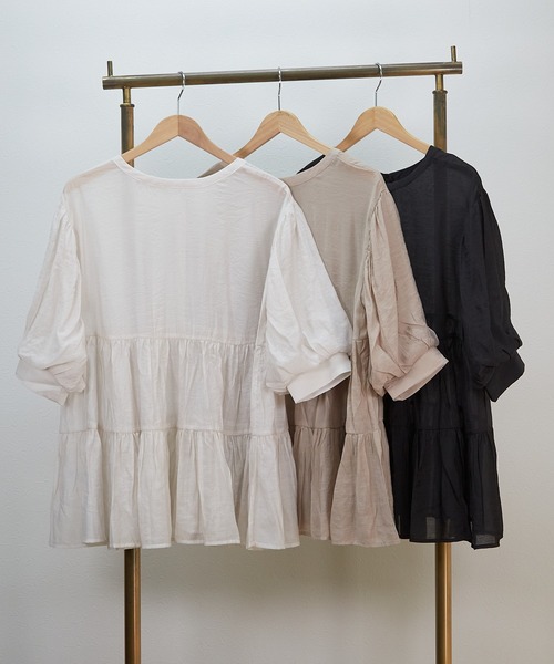 PAPAVER(パパヴェル)の「【papaver】シアーティアードBL(シャツ/ブラウス・レディース・ベージュ/モカ/ブラック・MEDIUM)」の5枚目の写真