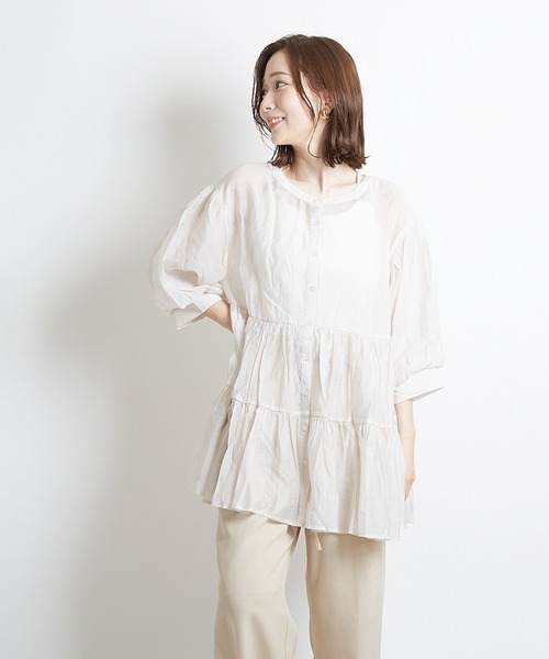 PAPAVER(パパヴェル)の「【papaver】シアーティアードBL(シャツ/ブラウス・レディース・ベージュ/モカ/ブラック・MEDIUM)」の7枚目の写真