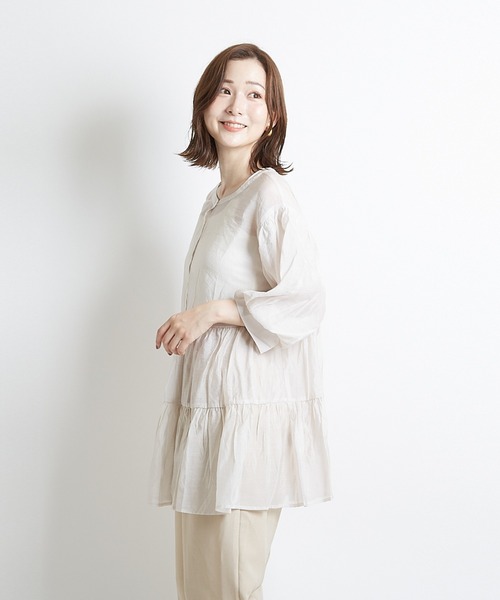 PAPAVER(パパヴェル)の「【papaver】シアーティアードBL(シャツ/ブラウス・レディース・ベージュ/モカ/ブラック・MEDIUM)」の8枚目の写真