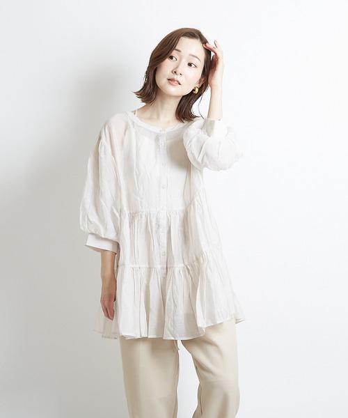 PAPAVER(パパヴェル)の「【papaver】シアーティアードBL(シャツ/ブラウス・レディース・ベージュ/モカ/ブラック・MEDIUM)」の10枚目の写真