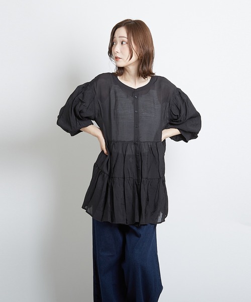 PAPAVER(パパヴェル)の「【papaver】シアーティアードBL(シャツ/ブラウス・レディース・ベージュ/モカ/ブラック・MEDIUM)」の11枚目の写真