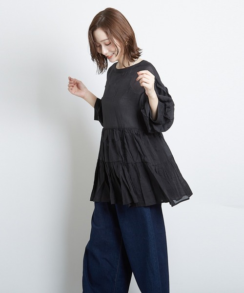 PAPAVER(パパヴェル)の「【papaver】シアーティアードBL(シャツ/ブラウス・レディース・ベージュ/モカ/ブラック・MEDIUM)」の14枚目の写真